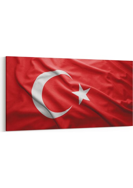 17537YD Türk Bayrağı Görseli Yatay Dar Kanvas Tablo