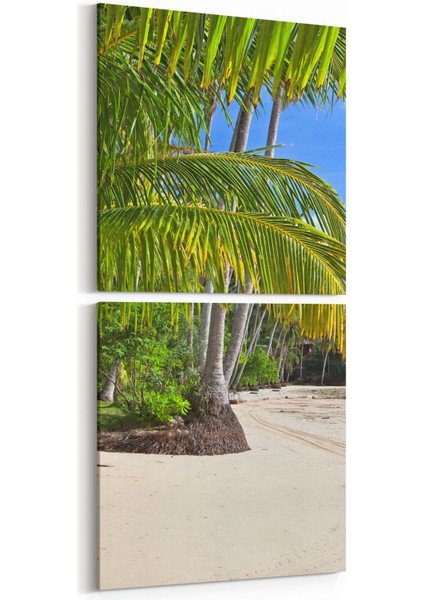 16595K2D Kumsal / Sahil Görseli Kare 2'li Dikey Kanvas Tablo