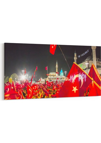17569YD Türk Bayrağı Görseli Yatay Dar Kanvas Tablo