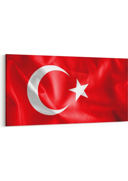17555YD Türk Bayrağı Görseli Yatay Dar Kanvas Tablo