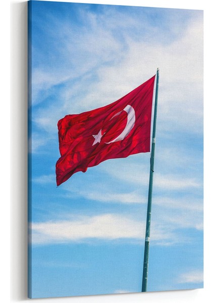 17548D Türk Bayrağı Görseli Dikey Kanvas Tablo