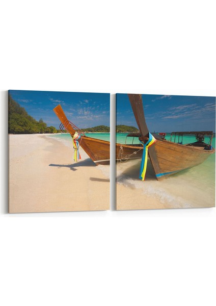 16610K2Y Kumsal / Sahil Görseli Kare 2'li Yatay Kanvas Tablo