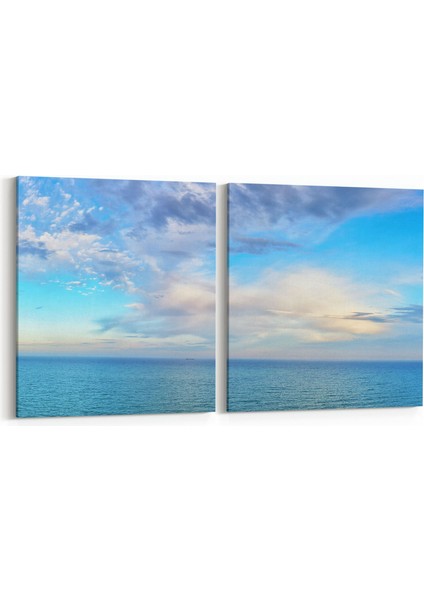 16541K2Y Kumsal / Sahil Görseli Kare 2'li Yatay Kanvas Tablo