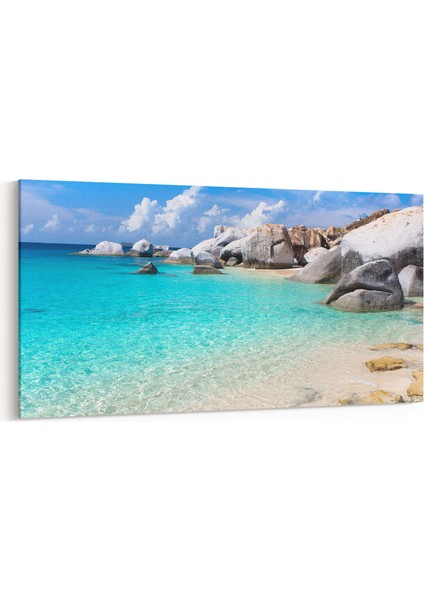 16561YD Kumsal / Sahil Görseli Yatay Dar Kanvas Tablo
