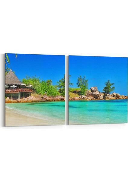 16361K2Y Kumsal / Sahil Görseli Kare 2'li Yatay Kanvas Tablo