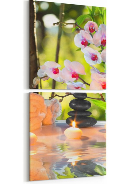 17057K2D Spa / Masaj Görseli Kare 2'li Dikey Kanvas Tablo