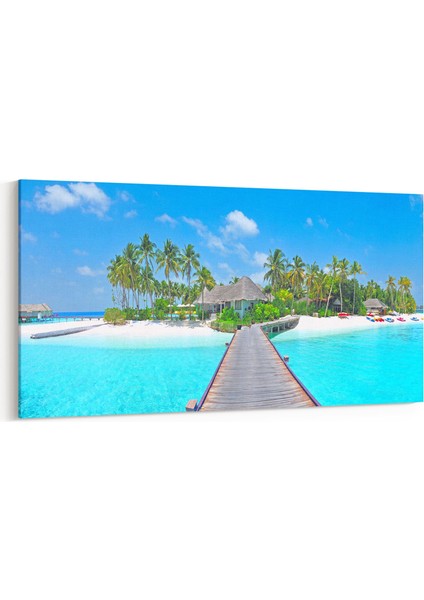 16623YD Kumsal / Sahil Görseli Yatay Dar Kanvas Tablo