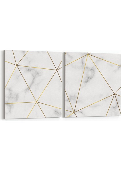 16736K2Y Mermer Desen Görsel Kare 2'li Yatay Kanvas Tablo
