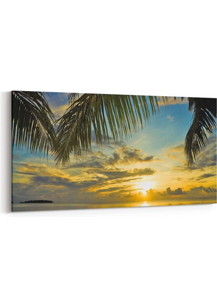 16074YD Günbatımı Görseli Yatay Dar Kanvas Tablo
