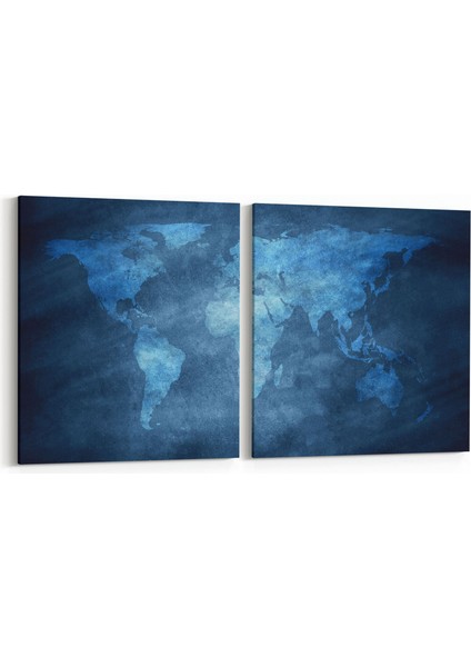 16202K2Y Harita Görseli Kare 2'li Yatay Kanvas Tablo
