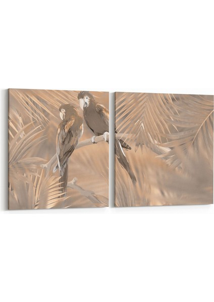 12489K2Y Hayvanlar Alemi Görseli Kare 2'li Yatay Kanvas Tablo