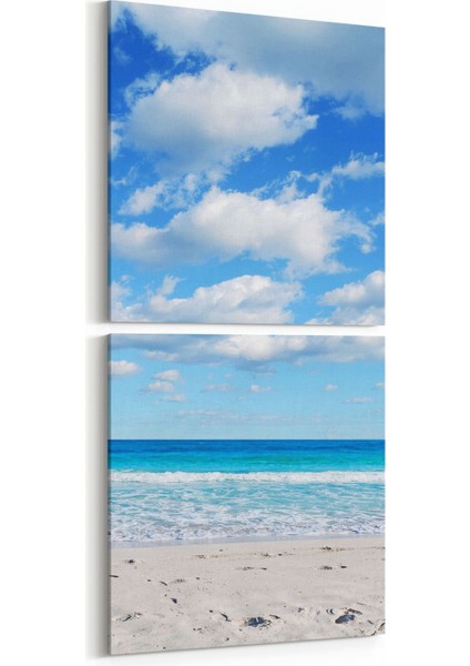16437K2D Kumsal / Sahil Görseli Kare 2'li Dikey Kanvas Tablo