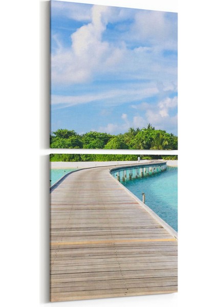 16439K2D Kumsal / Sahil Görseli Kare 2'li Dikey Kanvas Tablo