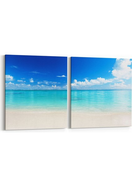 16609K2Y Kumsal / Sahil Görseli Kare 2'li Yatay Kanvas Tablo