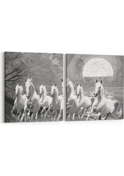 12523K2Y Hayvanlar Alemi Görseli Kare 2'li Yatay Kanvas Tablo