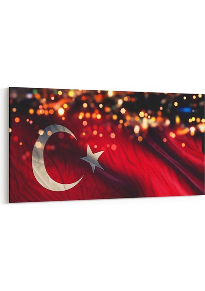 17550YD Türk Bayrağı Görseli Yatay Dar Kanvas Tablo