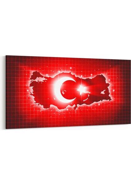 17540YD Türk Bayrağı Görseli Yatay Dar Kanvas Tablo