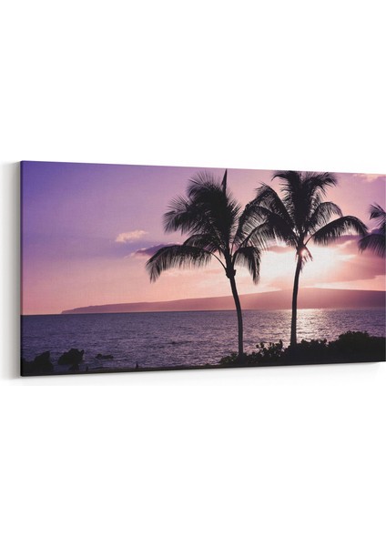 16014YD Günbatımı Görseli Yatay Dar Kanvas Tablo