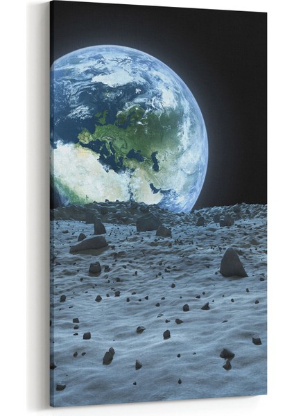 17625DD Uzay Görseli Dikey Dar Kanvas Tablo