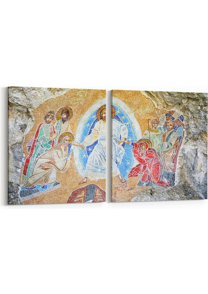 16287K2Y Heykel / Sanat Görseli Kare 2'li Yatay Kanvas Tablo