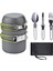 Kamp Tencere Hiking Açık Mess Kiti Katlanır Pan Çatal Çatal Yeşil 2