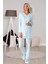 6032 Mavi Gizli Emzirme Özellikli Lohusa Pijama Takımı 1