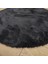 Yuvarlak Peluş Halı Pofuduk Puffy Kaymaz Taban Siyah 2