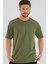 Haki Basic Erkek Bisiklet Yaka Long Kalıp Kısa Kollu T-Shirt 1
