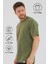 Haki Basic Erkek Bisiklet Yaka Long Kalıp Kısa Kollu T-Shirt 3