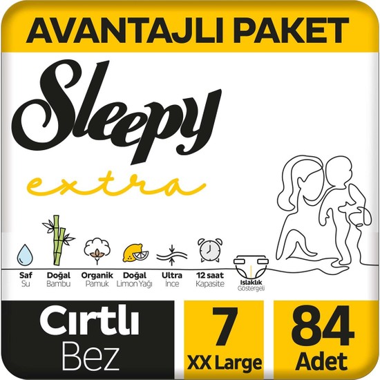 Sleepy Extra Günlük Aktivite Avantajlı Paket Bebek Bezi 7 Numara Xxlarge 84 Adet