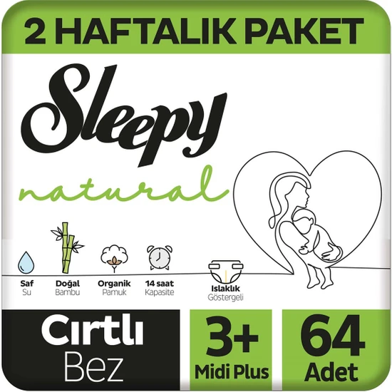 Sleepy Natural 2  Bebek Bezi 3+ Numara Midi Plus 64'lü