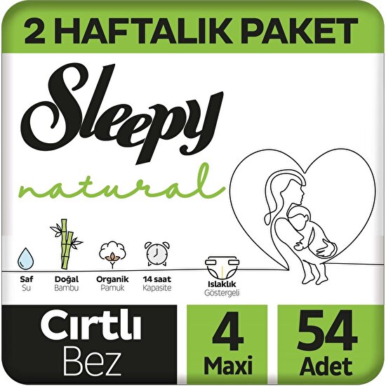 Sleepy Natural 2  Bebek Bezi 4 Numara Maxi 54'lü
