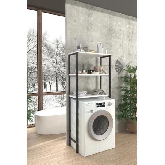 Digital Group Çamaşır Makinesi Üstü Düzenleyici Raf Banyo Rafı Beyaz