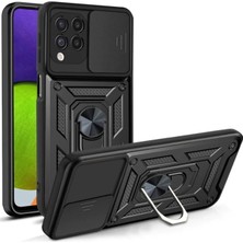 Lionmycase Samsung Galaxy M22 Uyumlu Zırh Kılıf Kamera Lens Sürgülü Koruma Silikon Tank Kılıf