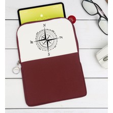 Bk Gift Pusula Tasarımlı Taşınabilir Koruyucu Tablet Kılıfı & Organizer Çanta - Bordo-2