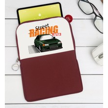 Bk Gift Street Racing Tasarımlı Taşınabilir Koruyucu Tablet Kılıfı & Organizer Çanta - Bordo-1