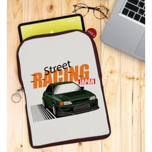 Bk Gift Street Racing Tasarımlı Taşınabilir Koruyucu Tablet Kılıfı & Organizer Çanta - Bordo-1