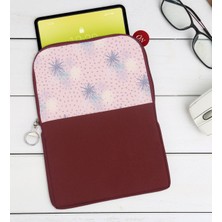 Bk Gift Modern Art Tasarımlı Taşınabilir Koruyucu Tablet Kılıfı & Organizer Çanta - Bordo-3