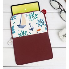 Bk Gift Denizci Tasarımlı Taşınabilir Koruyucu Tablet Kılıfı & Organizer Çanta - Bordo-1