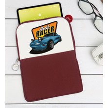 Bk Gift Street Racer Tasarımlı Taşınabilir Koruyucu Tablet Kılıfı & Organizer Çanta - Bordo-1