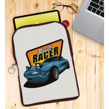 Bk Gift Street Racer Tasarımlı Taşınabilir Koruyucu Tablet Kılıfı & Organizer Çanta - Bordo-1