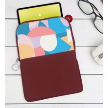 Bk Gift Modern Art Tasarımlı Taşınabilir Koruyucu Tablet Kılıfı & Organizer Çanta - Bordo-1