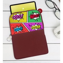 Bk Gift Pop Art Tasarımlı Taşınabilir Koruyucu Tablet Kılıfı & Organizer Çanta - Bordo-2