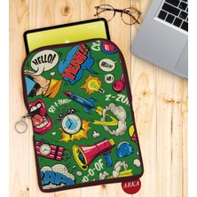 Bk Gift Pop Art Tasarımlı Taşınabilir Koruyucu Tablet Kılıfı & Organizer Çanta - Bordo-2