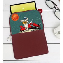 Bk Gift Pop Art Tasarımlı Taşınabilir Koruyucu Tablet Kılıfı & Organizer Çanta - Bordo-8