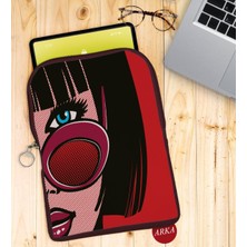 Bk Gift Pop Art Tasarımlı Taşınabilir Koruyucu Tablet Kılıfı & Organizer Çanta - Bordo-7