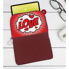 Bk Gift Pop Art Tasarımlı Taşınabilir Koruyucu Tablet Kılıfı & Organizer Çanta - Bordo-5