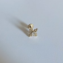 Bylin Cerrahi Çelik Tek Taş On Iki Top Gold Labret Piercing- Bar Uzunluğu 6 Mm- 1 Adet