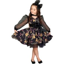 Riccotarz Kız Çocuk Black Flowers Tütülü Elbise