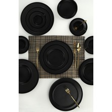 Keramika Mat Siyah Yemek / Kahvaltı Takımı  20 Parça 4 Kişilik